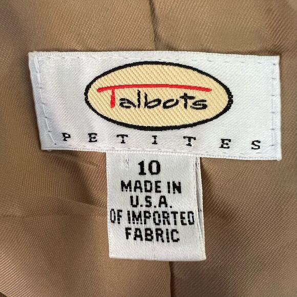 Vintage Talbots Wool Cashmere Tan Brown Plaid Windowpane Blazer Jacket Women 10P - Picture 9 of 11